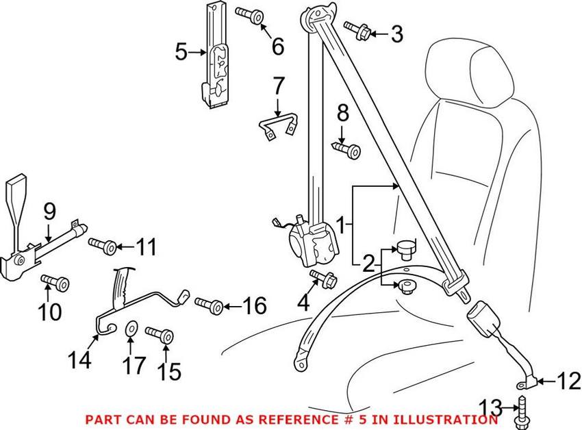 VW Seat Belt Height Adjuster 8V0857819 Genuine VW/Audi Genuine VW